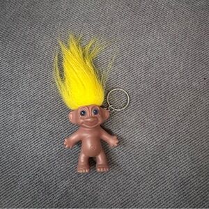 Vintage yellow hair troll doll keychain